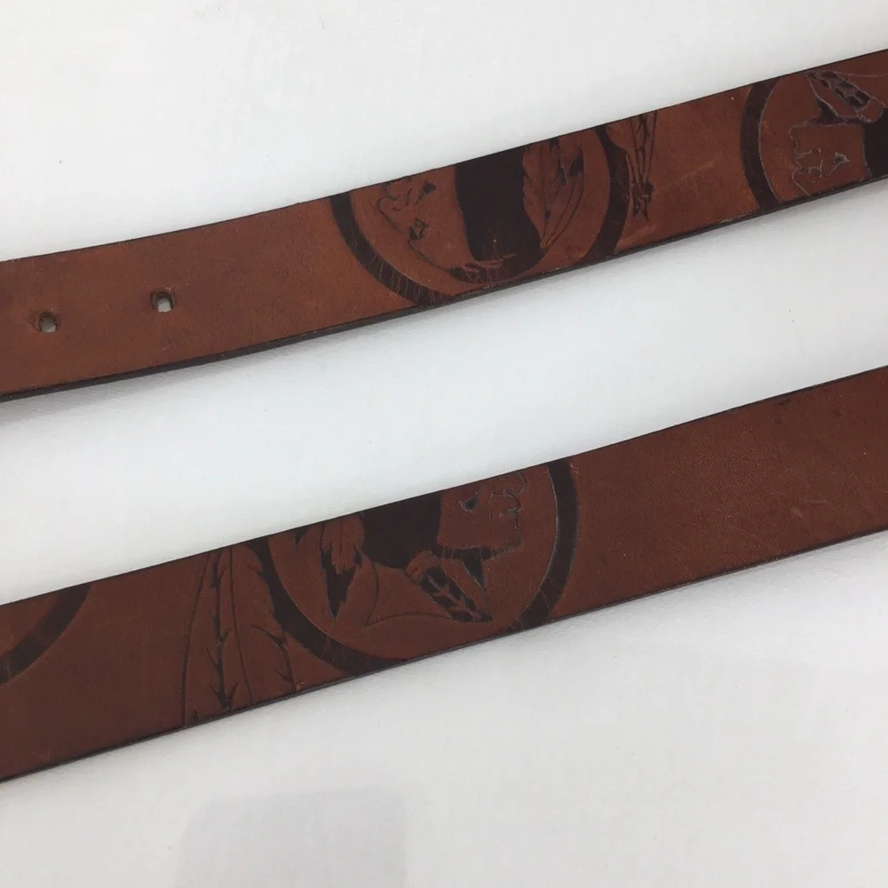 NFL Washington Redskins Commanders Old Logo Tooled Leather Belt Brown Men’s 40